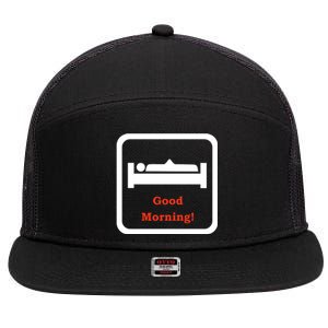 Good Morning Wood Funny Adult Humor 7 Panel Mesh Trucker Snapback Hat