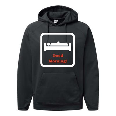 Good Morning Wood Funny Adult Humor Performance Fleece Hoodie