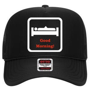 Good Morning Wood Funny Adult Humor High Crown Mesh Back Trucker Hat