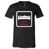 Good Morning Wood Funny Adult Humor V-Neck T-Shirt