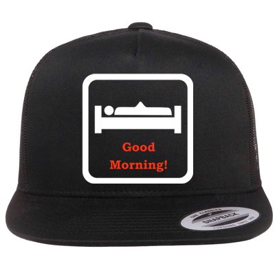 Good Morning Wood Funny Adult Humor Flat Bill Trucker Hat