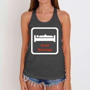 Good Morning Wood Funny Adult Humor Women's Knotted Racerback Tank