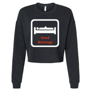 Good Morning Wood Funny Adult Humor Cropped Pullover Crew