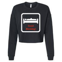 Good Morning Wood Funny Adult Humor Cropped Pullover Crew