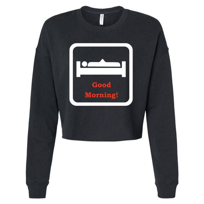 Good Morning Wood Funny Adult Humor Cropped Pullover Crew