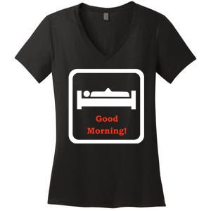 Good Morning Wood Funny Adult Humor Women's V-Neck T-Shirt