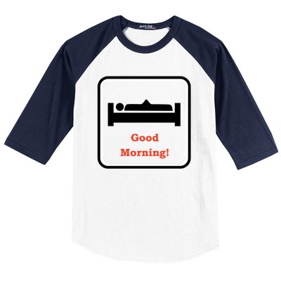 Good Morning Wood Funny Adult Humor Baseball Sleeve Shirt