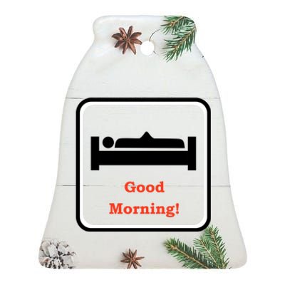 Good Morning Wood Funny Adult Humor Ceramic Bell Ornament