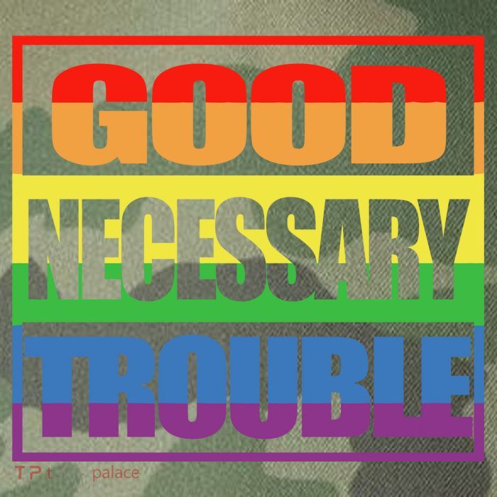 Good Necessary Trouble Rainbow Legacy Tie Dye Trucker Hat