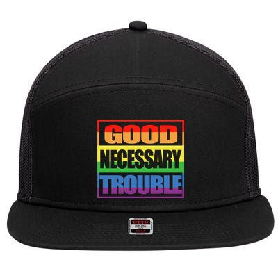 Good Necessary Trouble Rainbow 7 Panel Mesh Trucker Snapback Hat