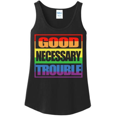 Good Necessary Trouble Rainbow Ladies Essential Tank