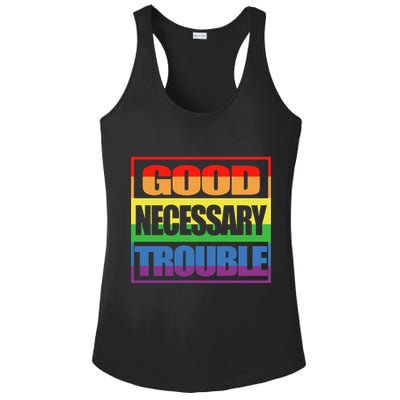 Good Necessary Trouble Rainbow Ladies PosiCharge Competitor Racerback Tank