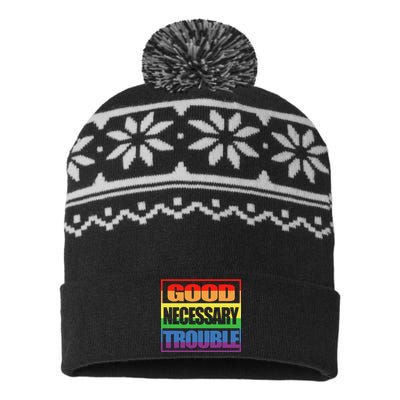 Good Necessary Trouble Rainbow USA-Made Snowflake Beanie