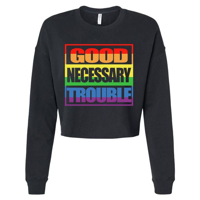 Good Necessary Trouble Rainbow Cropped Pullover Crew