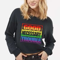 Good Necessary Trouble Rainbow Cropped Pullover Crew