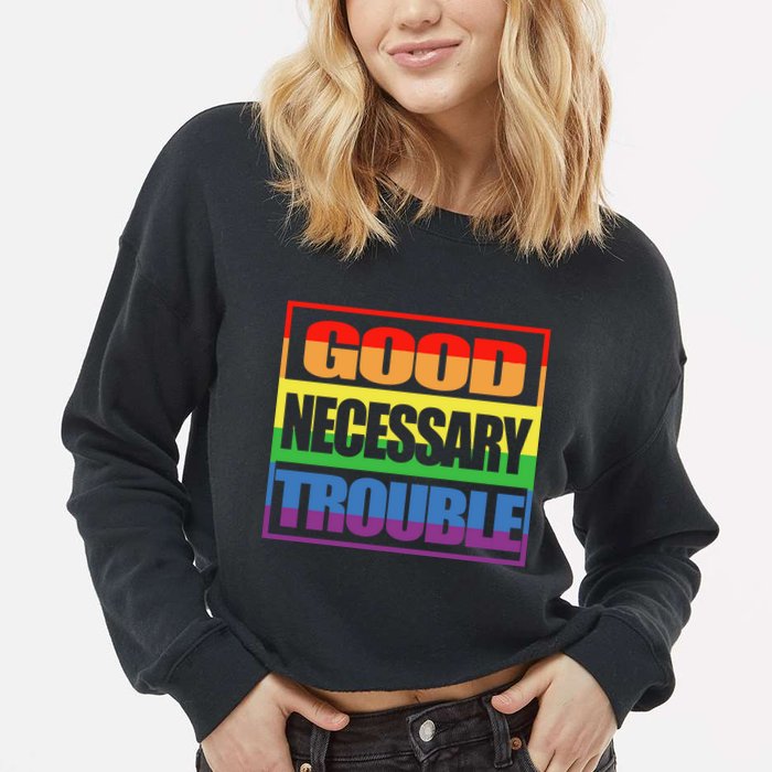 Good Necessary Trouble Rainbow Cropped Pullover Crew