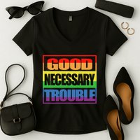 Good Necessary Trouble Rainbow Women's V-Neck T-Shirt