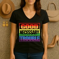 Good Necessary Trouble Rainbow Women's V-Neck T-Shirt