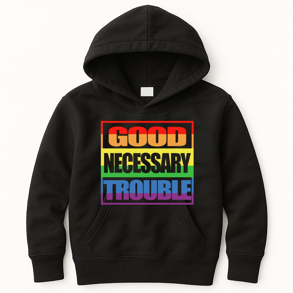 Good Necessary Trouble Rainbow Kids Hoodie