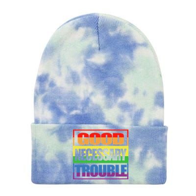 Good Necessary Trouble Rainbow Tie Dye 12in Knit Beanie