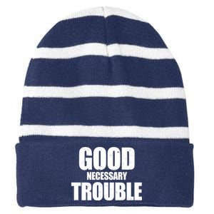 Good Necessary Trouble RIP John Lewis Quote Striped Beanie with Solid Band