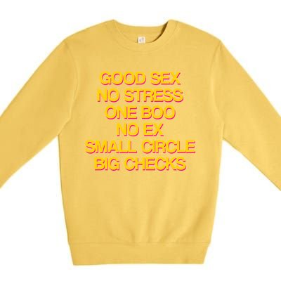 Good Sex No Stress Big Checks Premium Crewneck Sweatshirt