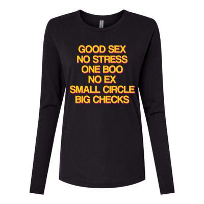 Good Sex No Stress Big Checks Womens Cotton Relaxed Long Sleeve T-Shirt