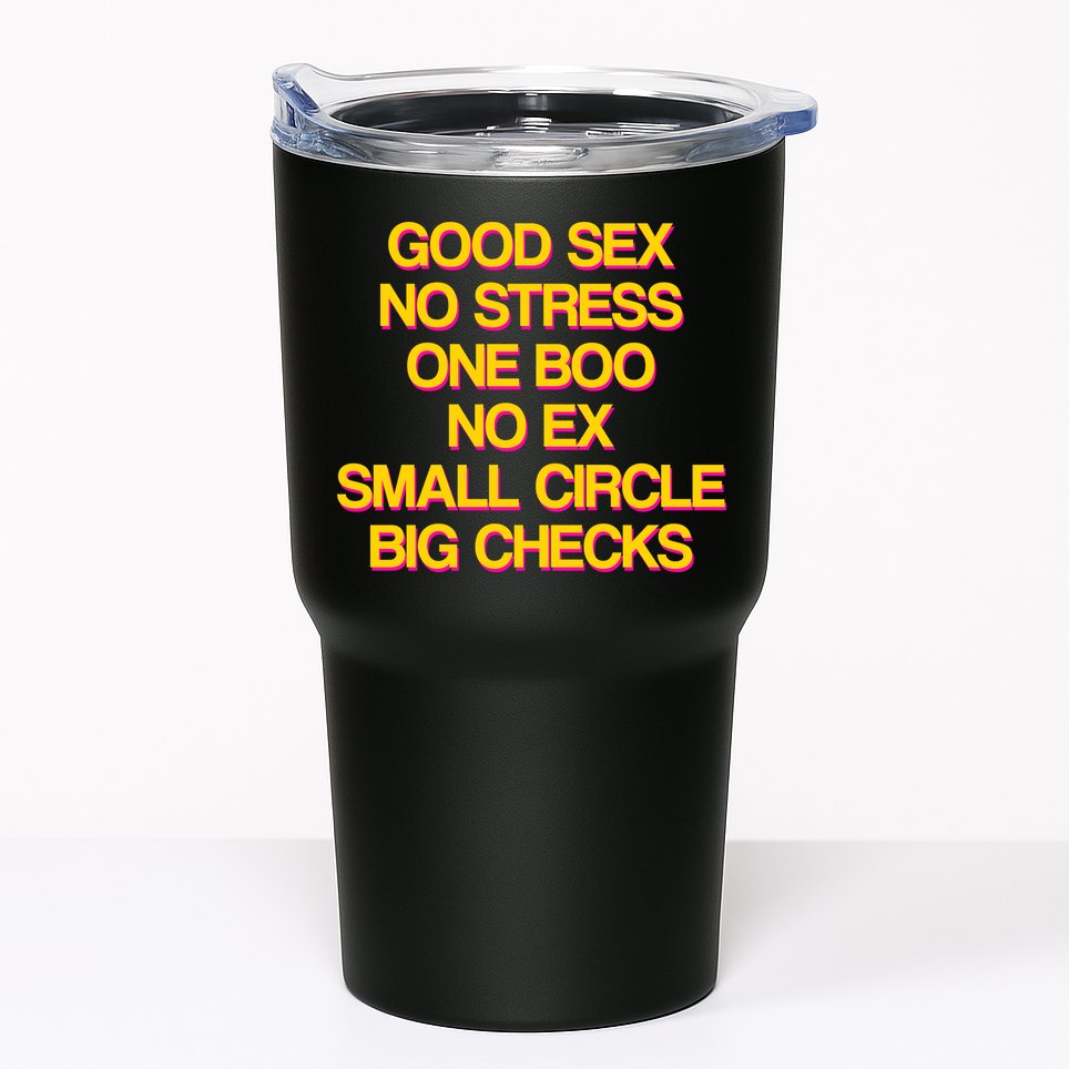 Good Sex No Stress Big Checks Tumbler