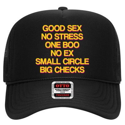 Good Sex No Stress Big Checks Trucker Hat