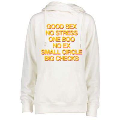 Good Sex No Stress Big Checks Womens Funnel Neck Pullover Hood