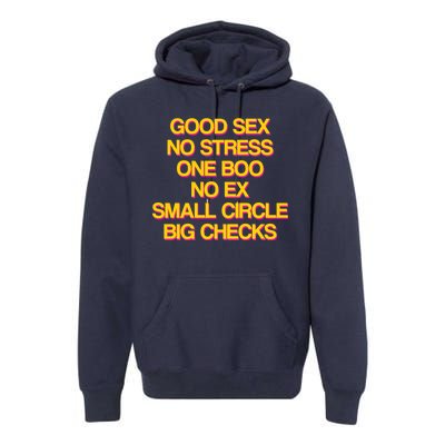 Good Sex No Stress Big Checks Premium Hoodie