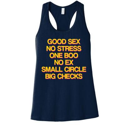 Good Sex No Stress Big Checks Women's Racerback Tank