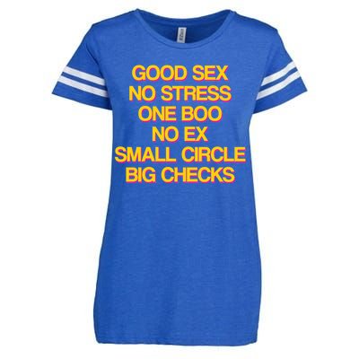 Good Sex No Stress Big Checks Enza Ladies Jersey Football T-Shirt