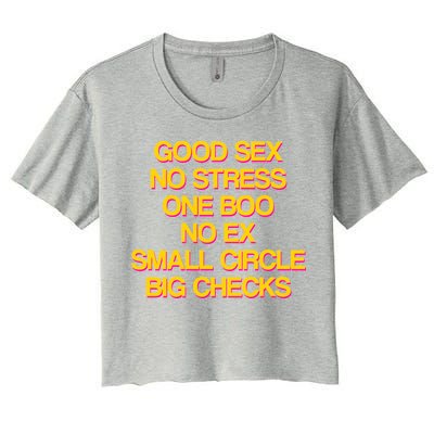 Good Sex No Stress Big Checks Women's Crop Top Tee