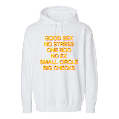 Good Sex No Stress Big Checks Garment-Dyed Fleece Hoodie