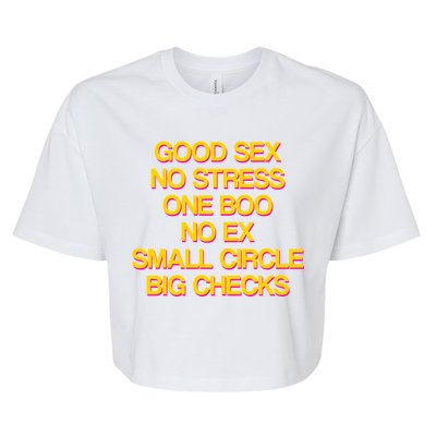 Good Sex No Stress Big Checks Bella+Canvas Jersey Crop Tee