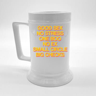 Good Sex No Stress Big Checks Beer Stein