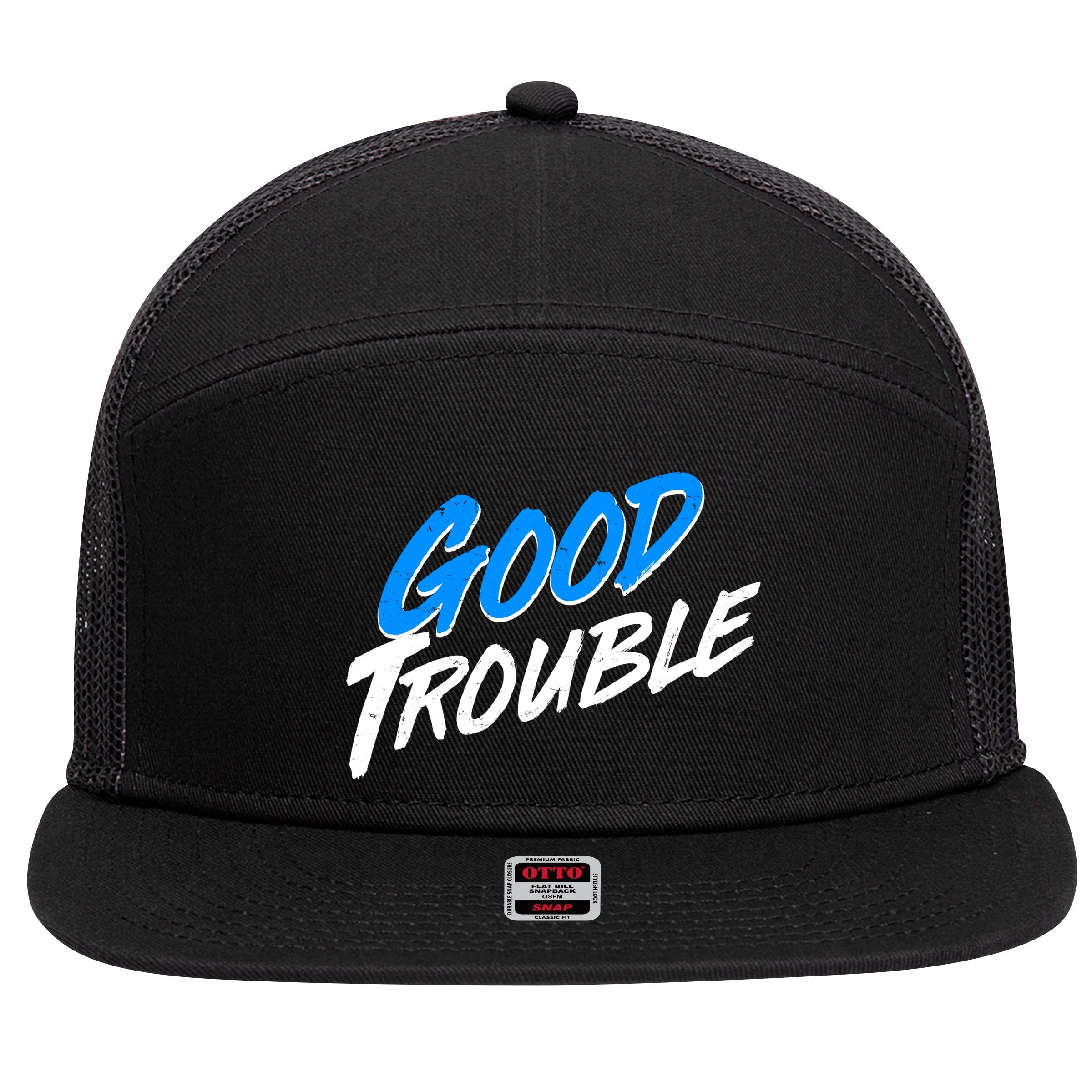 Good Trouble John Lewis Tribute Brush Stroke 7 Panel Mesh Trucker Snapback Hat