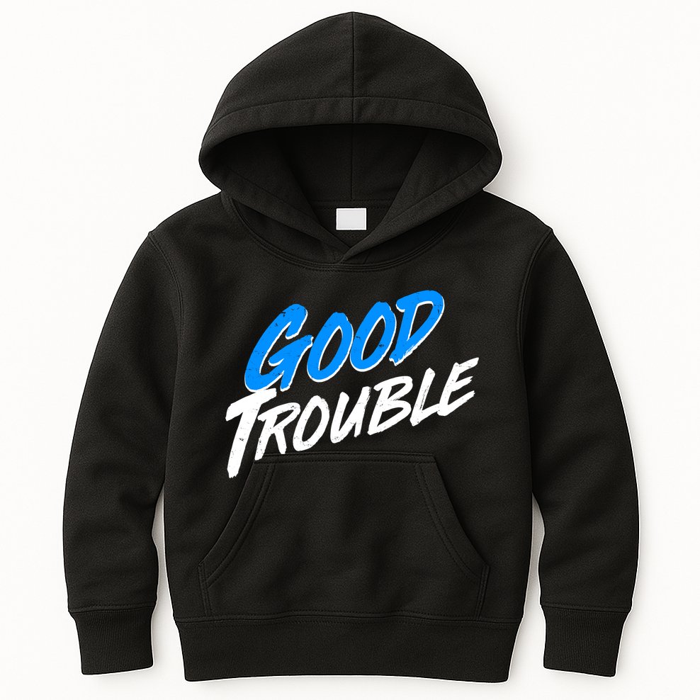 Good Trouble John Lewis Tribute Brush Stroke Kids Hoodie