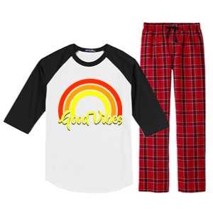 Good Vibes 80s Rainbow Raglan Sleeve Pajama Set