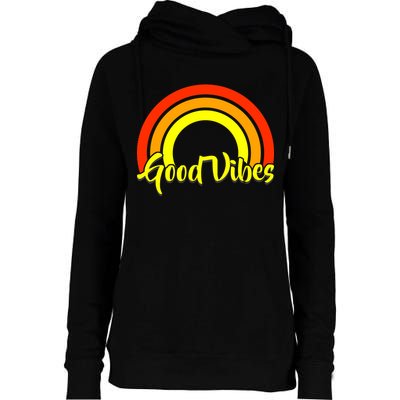 Good Vibes 80s Rainbow Womens Funnel Neck Pullover Hood