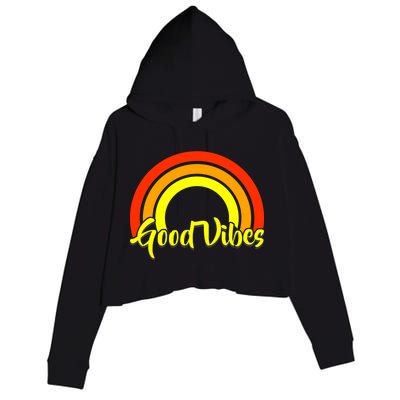 Good Vibes 80s Rainbow Crop Fleece Hoodie