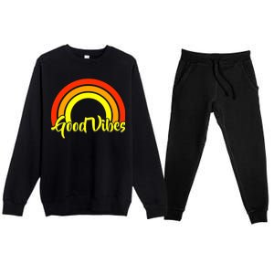 Good Vibes 80s Rainbow Premium Crewneck Sweatsuit Set