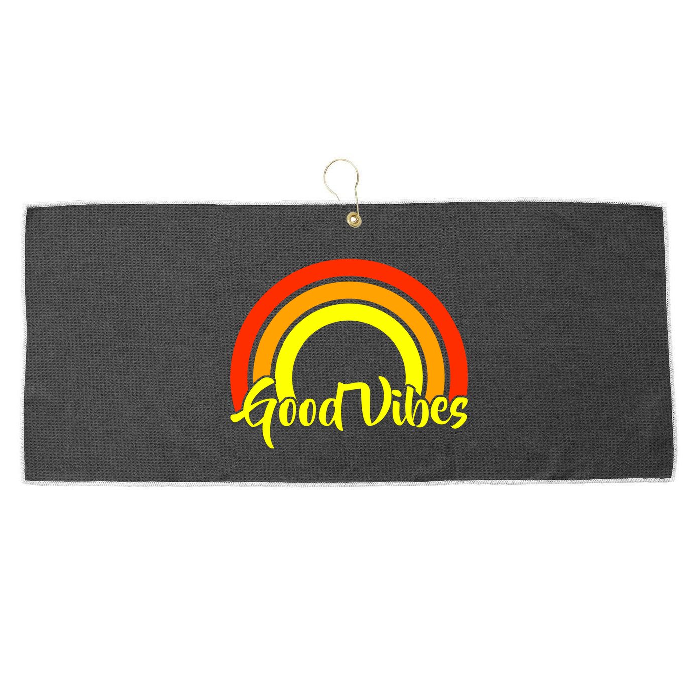 Good Vibes 80s Rainbow Large Microfiber Waffle Golf Towel