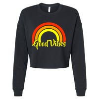 Good Vibes 80s Rainbow Cropped Pullover Crew