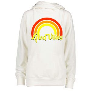 Good Vibes 80s Rainbow Womens Funnel Neck Pullover Hood