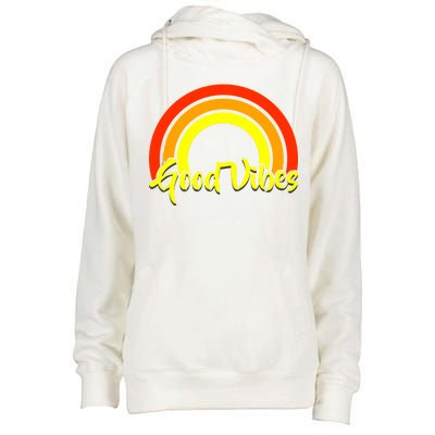 Good Vibes 80s Rainbow Womens Funnel Neck Pullover Hood