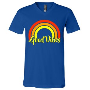 Good Vibes 80s Rainbow V-Neck T-Shirt