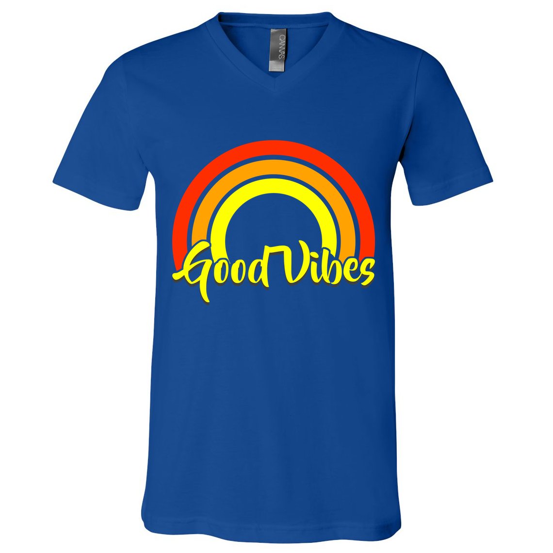 Good Vibes 80s Rainbow V-Neck T-Shirt