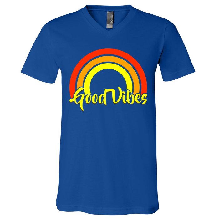 Good Vibes 80s Rainbow V-Neck T-Shirt